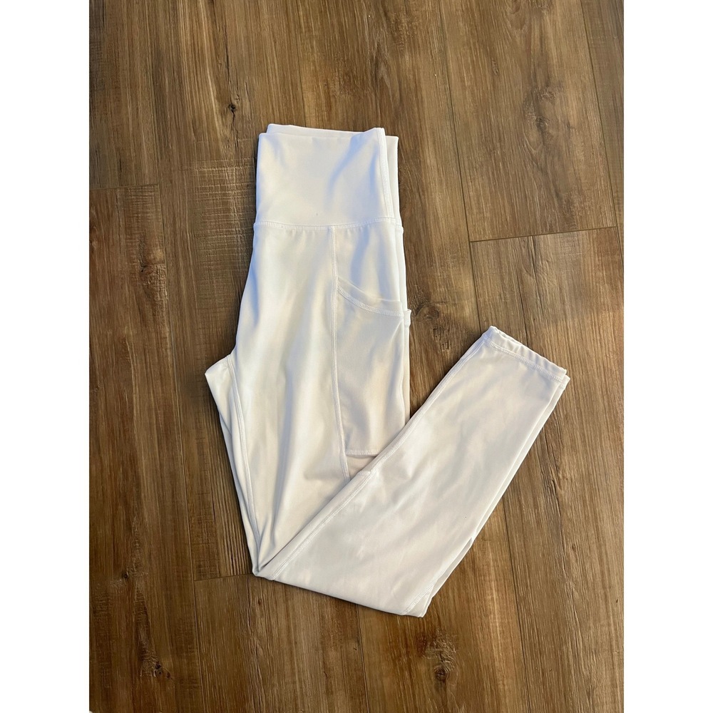 Aerie Chill Play Move White High Waisted Mesh Panel Pocket Leggings Large